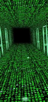 Green matrix-style tunnel wallpaper with digital effects.