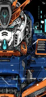 Vibrant futuristic mecha robot wallpaper.