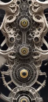 Intricate futuristic mechanical art wallpaper for tech-themed design.