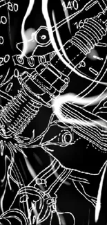 Futuristic mechanical design with neon accents.