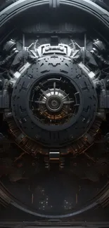 Intricate futuristic mechanical design wallpaper.