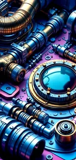 Futuristic gear with vibrant mechanical design