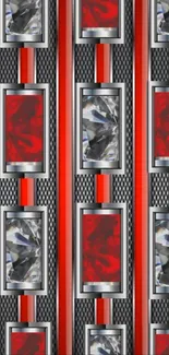 Futuristic metal pattern with red accents.