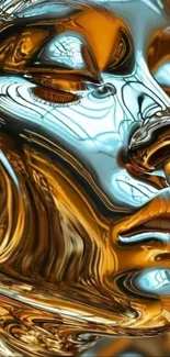 Futuristic metallic sculpture wallpaper with dynamic reflections.
