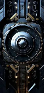 Dark futuristic gears and metallic design wallpaper.