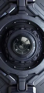 Futuristic metallic lens close-up design wallpaper.
