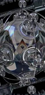 Futuristic metallic orb with geometric patterns