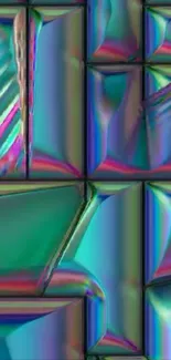 Abstract 3D metallic wallpaper with vibrant colors.