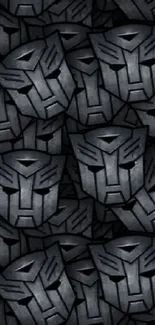 Futuristic metallic robot faces pattern wallpaper.