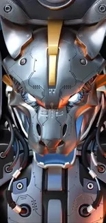 Futuristic metallic tiger robotic art design.