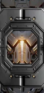 Futuristic metallic design wallpaper with abstract patterns.