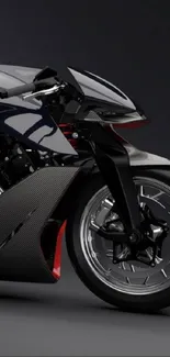 Futuristic motorcycle with matte black finish and silver accents.