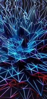 Futuristic neon abstract wallpaper with geometric patterns.