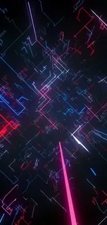 Futuristic neon abstract wallpaper with glowing lines.