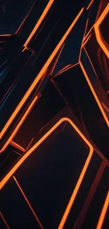 Futuristic abstract wallpaper with neon lines and dark background.