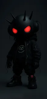 Dark-themed anime character with neon eyes.