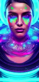 Vibrant neon futuristic portrait wallpaper for mobile devices.