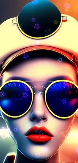 Futuristic neon art wallpaper with stylish sunglasses and vibrant colors.