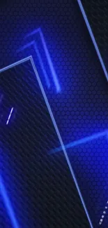 Futuristic blue neon wallpaper with geometric patterns.