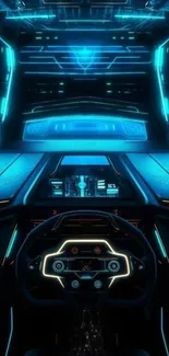 Futuristic neon-lit car interior design.