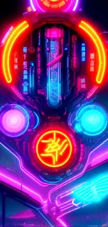 Futuristic neon circuit wallpaper with vivid colors and a cyberpunk design.