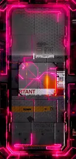 Futuristic neon circuit phone wallpaper with vibrant design.