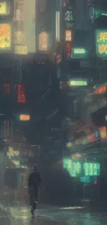 Futuristic neon-lit cityscape with cyberpunk ambiance.