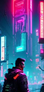 Futuristic city with neon lights and cyberpunk vibes.