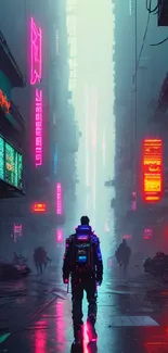 Futuristic neon cityscape with vibrant colors.