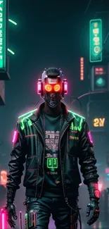 Futuristic cyberpunk character with neon lights.