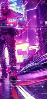 Futuristic neon cityscape with cyberpunk theme.