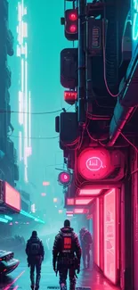 Futuristic cityscape with neon lights and urban vibe.