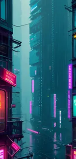 Futuristic neon-lit cityscape wallpaper with vibrant urban lights.