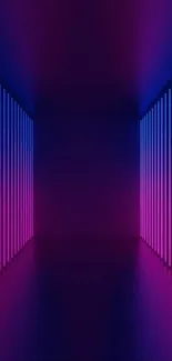 Futuristic neon corridor wallpaper with vibrant colors and geometric symmetry.