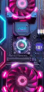 Futuristic neon CPU design with vibrant colors.