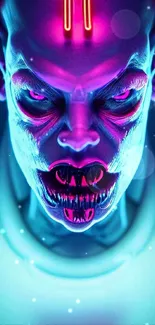 A neon-lit futuristic creature with vibrant colors in cyberpunk style.