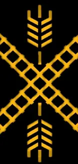 Futuristic neon cross pattern on black background wallpaper.