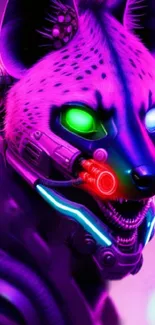 Futuristic cyber animal with neon glow in digital art wallpaper.