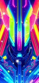 Futuristic neon cyber-themed wallpaper for mobile.