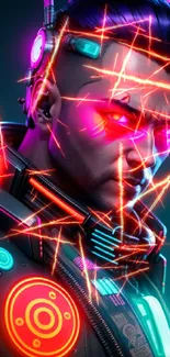 Vibrant neon cyberpunk character wallpaper.