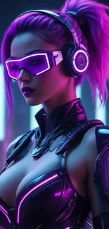 Futuristic cyberpunk neon art with a purple theme