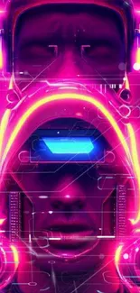 Futuristic neon cyberpunk themed art for mobile wallpaper.