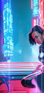 Futuristic cyberpunk neon wallpaper with vibrant cityscape and edgy design.