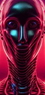 Futuristic neon cyborg art with vibrant pink tones.