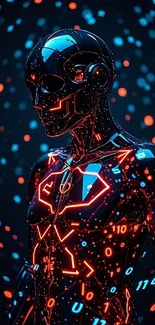 Futuristic neon cyborg with glowing circuits