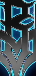 Futuristic neon design with metallic blue highlights.