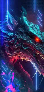 Futuristic neon dragon art with vibrant colors and digital effects