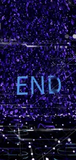 Futuristic neon wallpaper with 'END' text in blue.