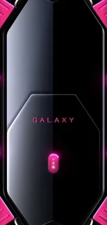 Futuristic black and neon pink mobile wallpaper with Galaxy text.