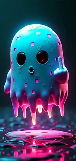 Futuristic neon ghost with vibrant colors.